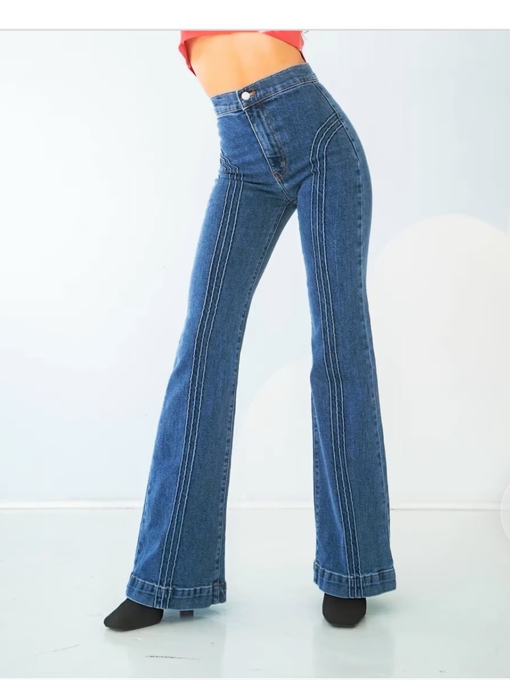 Revice Women’s  Flared Jeans - Rollergirl High-Rise Indigo Blue Jeans